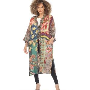 Johnny Was Odyssey Silk Floral Printed Embroidered Reversible Kimono Boho Chic